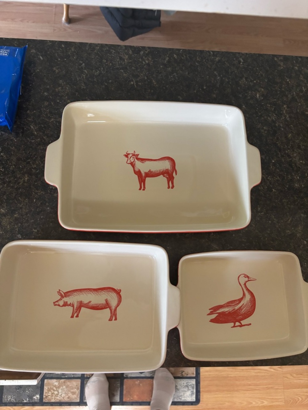 Red Farm Animal Ceramic Baking Dishes - Set of 3